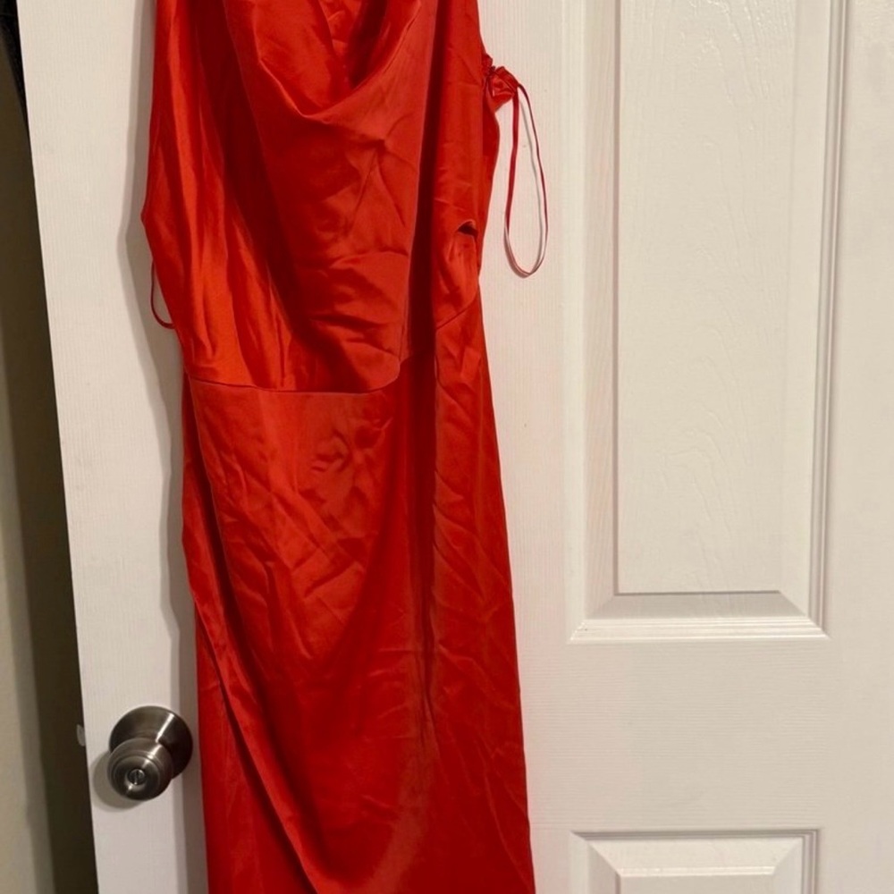 Missguided Plus Size Asymmetrical Strap Satin Midi Dress - Picture 2 of 3